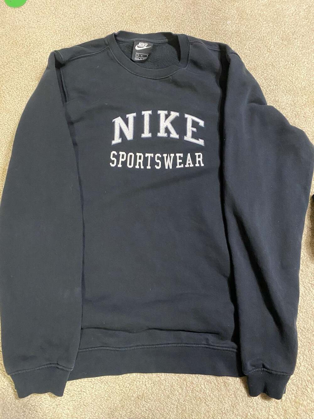 Nike Sportswear Arch Logo Crewneck Sweatshirt Black Size Large